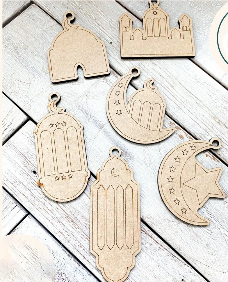 Haoser Islamic Gift for Kids |Wooden Eid & Ramadan DIY Paint Kits with Holes| Ramadan Decorations for Home| Perfect Islamic Festival Ornament|Eid Decorations Home Decor & Gifts for Family